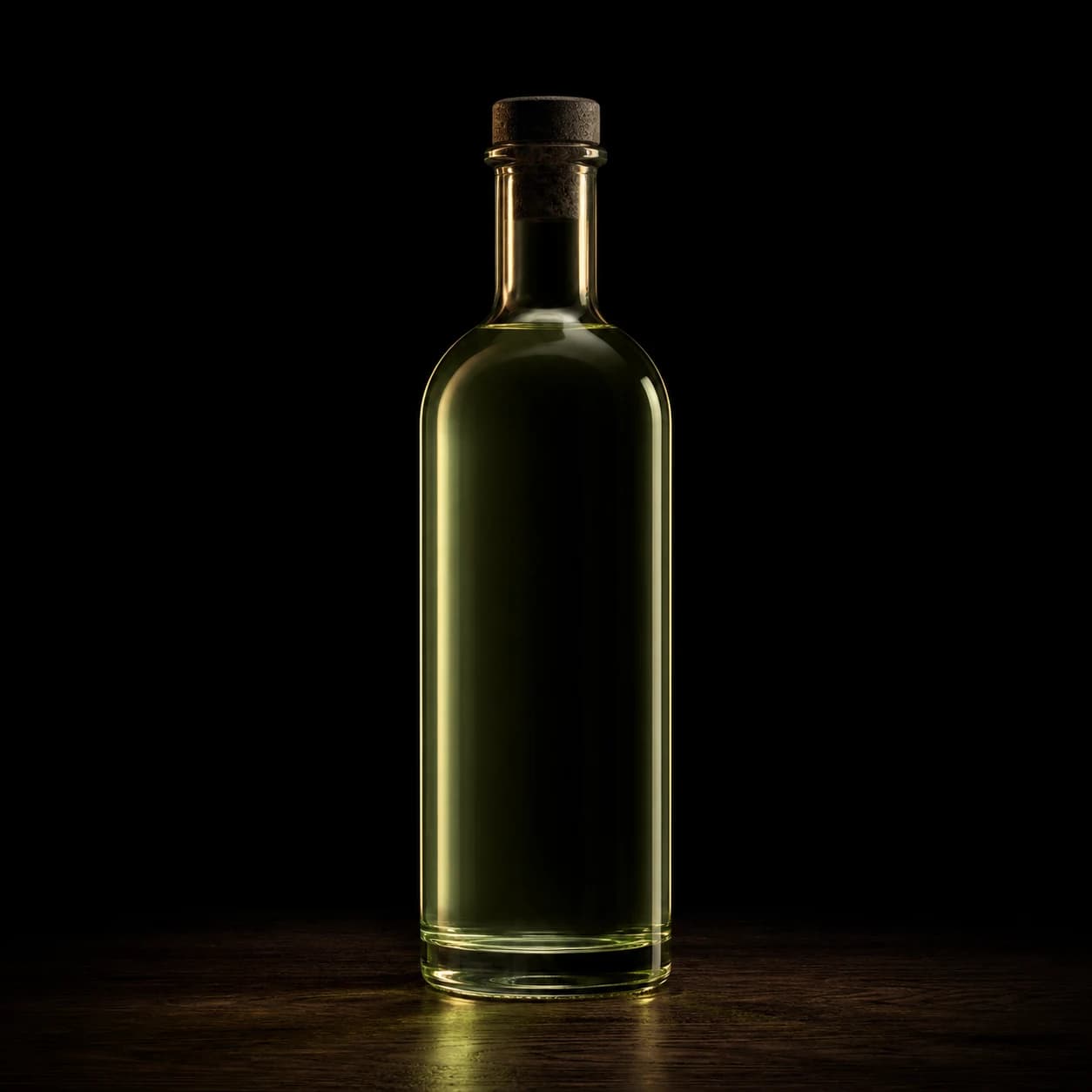 Clear green-tinged absinthe in an unbranded bottle