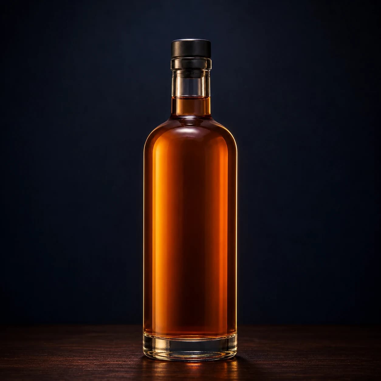 Amber Jamaican rum in an unbranded bottle