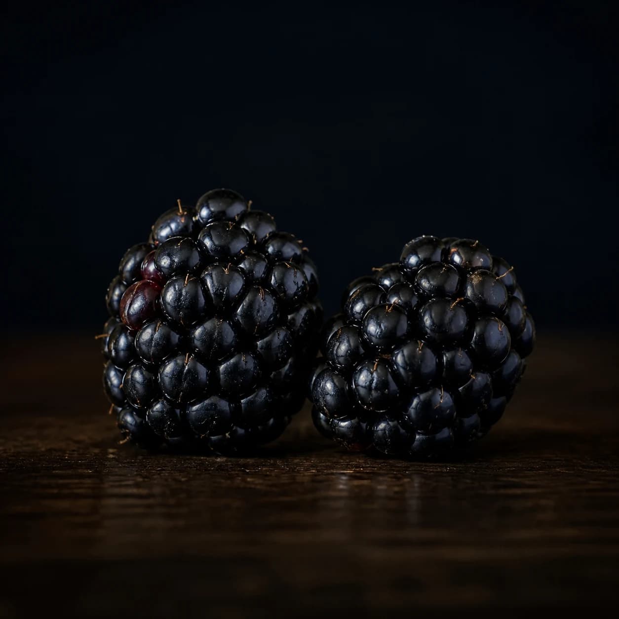 Two ripe fresh blackberries
