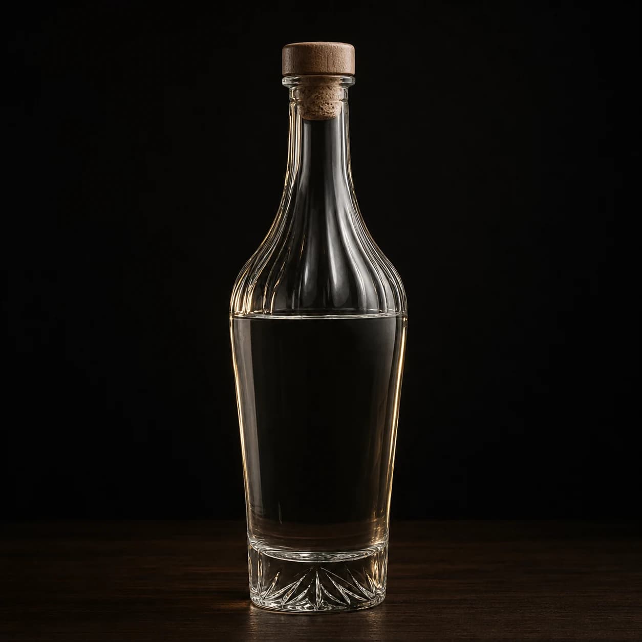 Clear unbranded bottle of blanco tequila