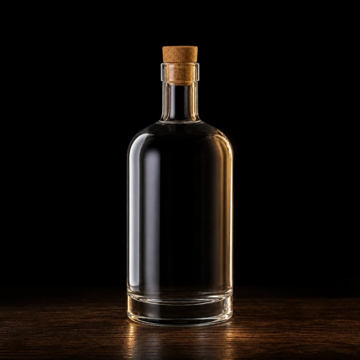 Clear unaged cachaça in an unbranded bottle