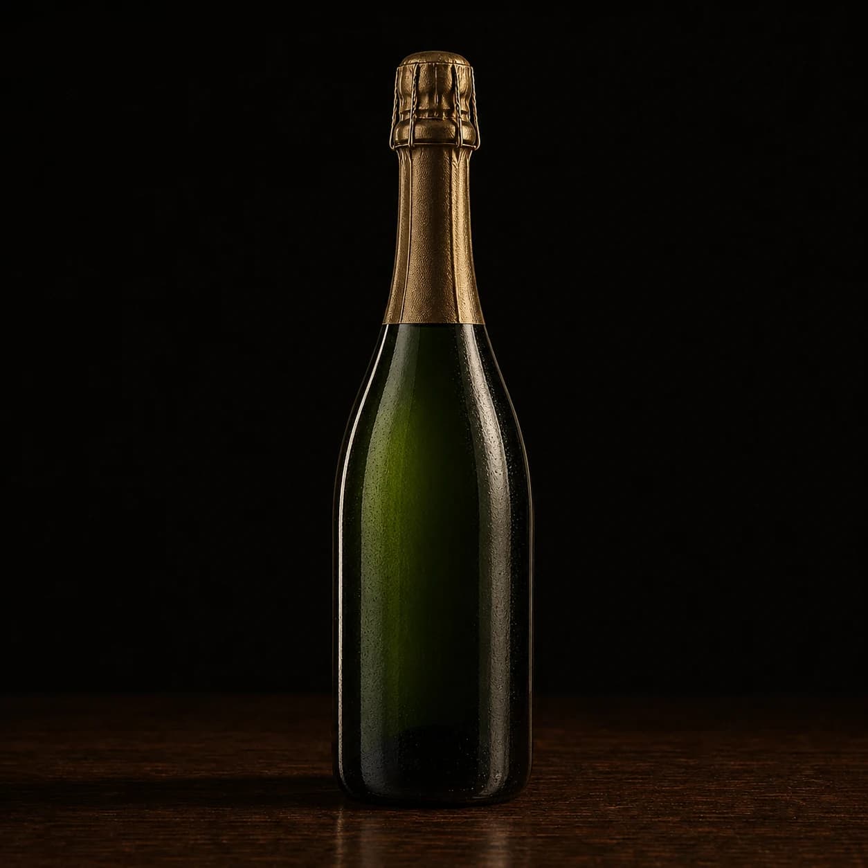 Unbranded bottle of pale brut Champagne