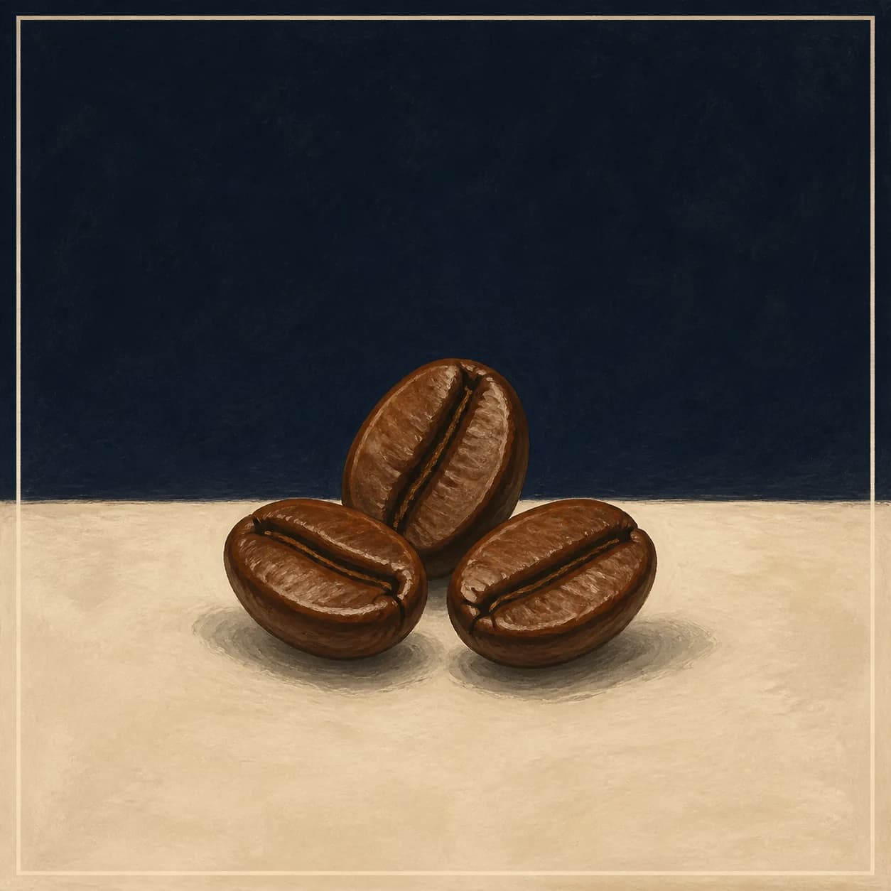 Three roasted coffee beans