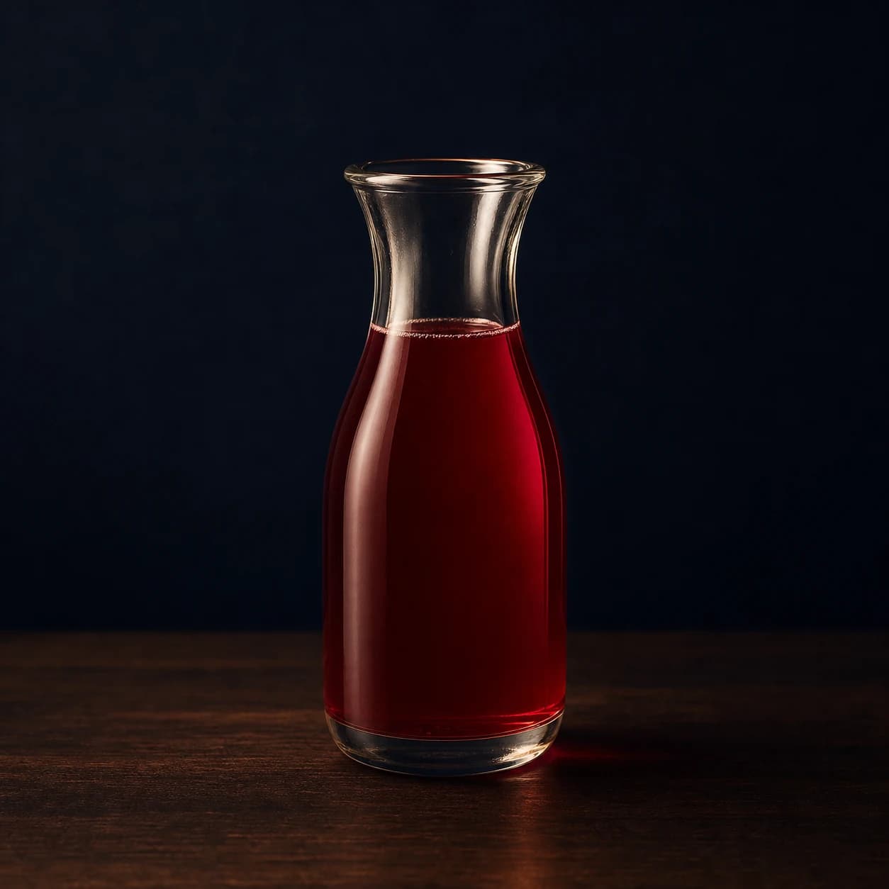Ruby cranberry juice in a small glass bottle