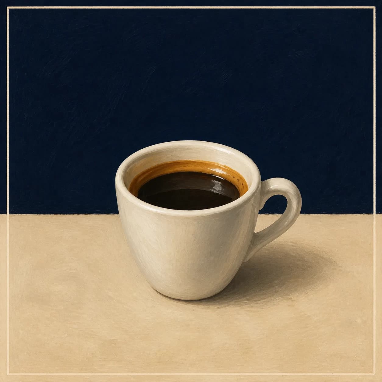 Fresh espresso with crema in a small ceramic cup