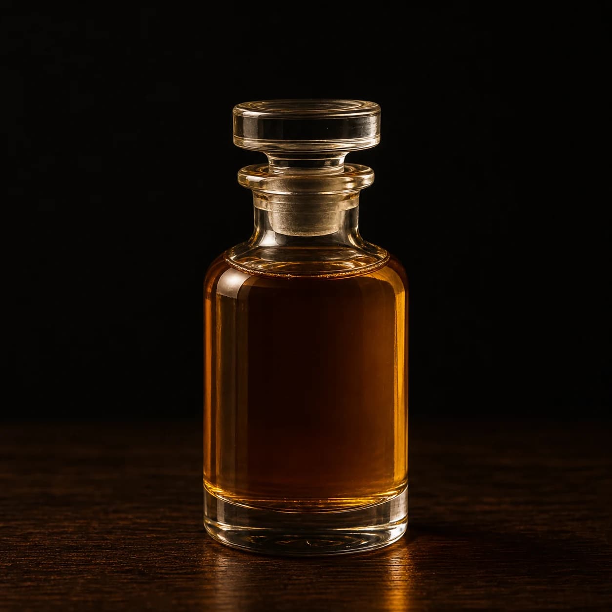 Golden honey syrup in an unbranded bottle