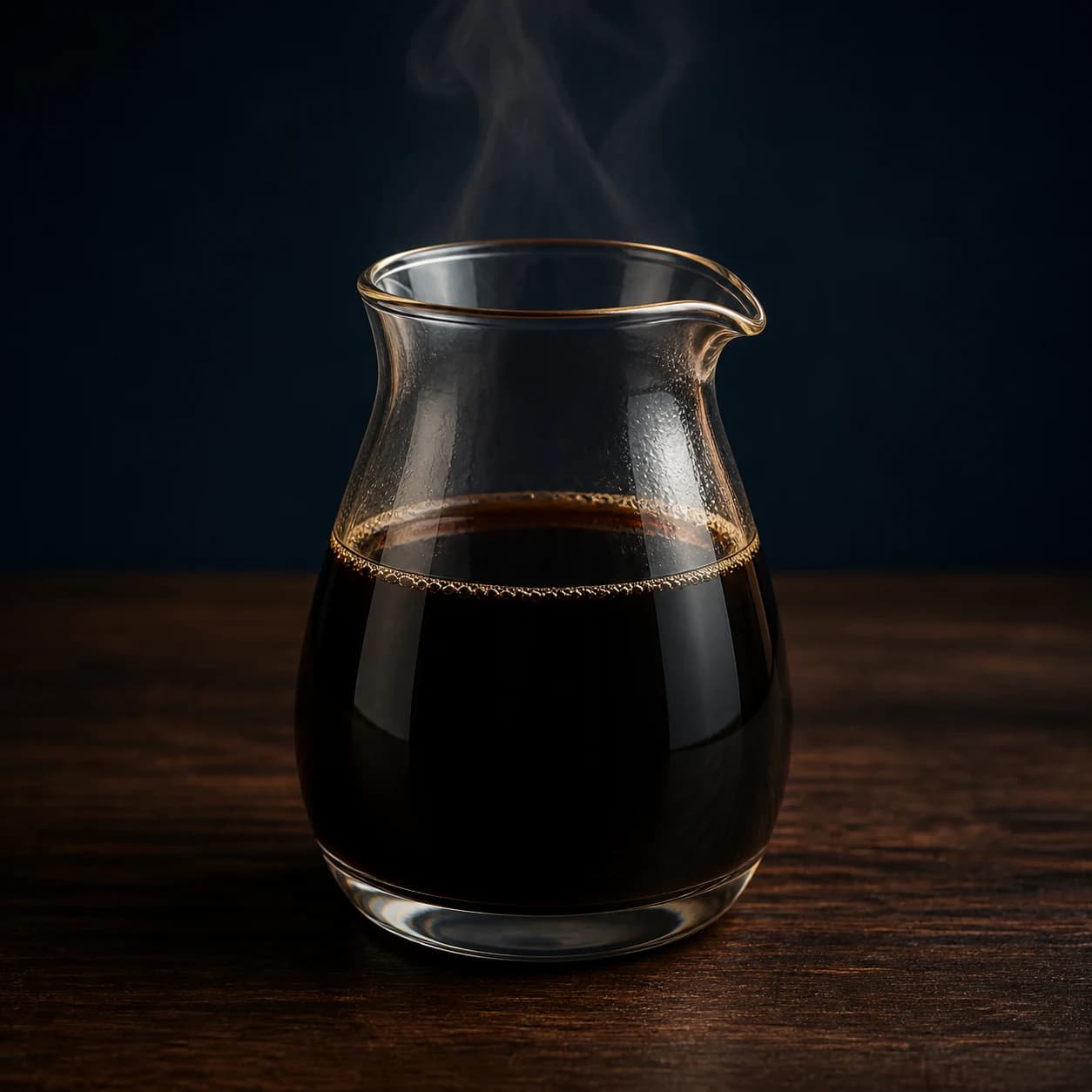 Fresh hot coffee in a small glass carafe