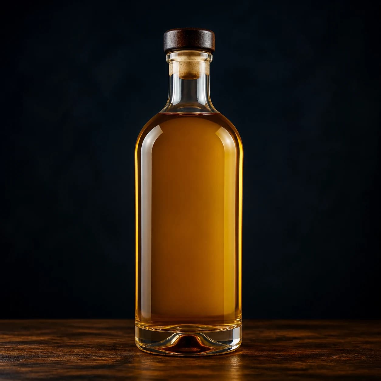 Amber Irish whiskey in an unbranded bottle
