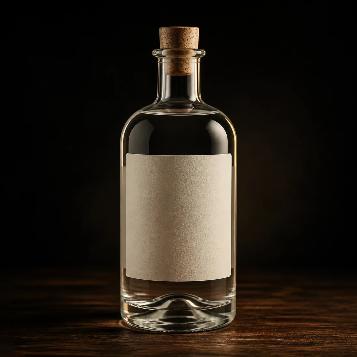 Clear Old Tom gin in an unbranded bottle