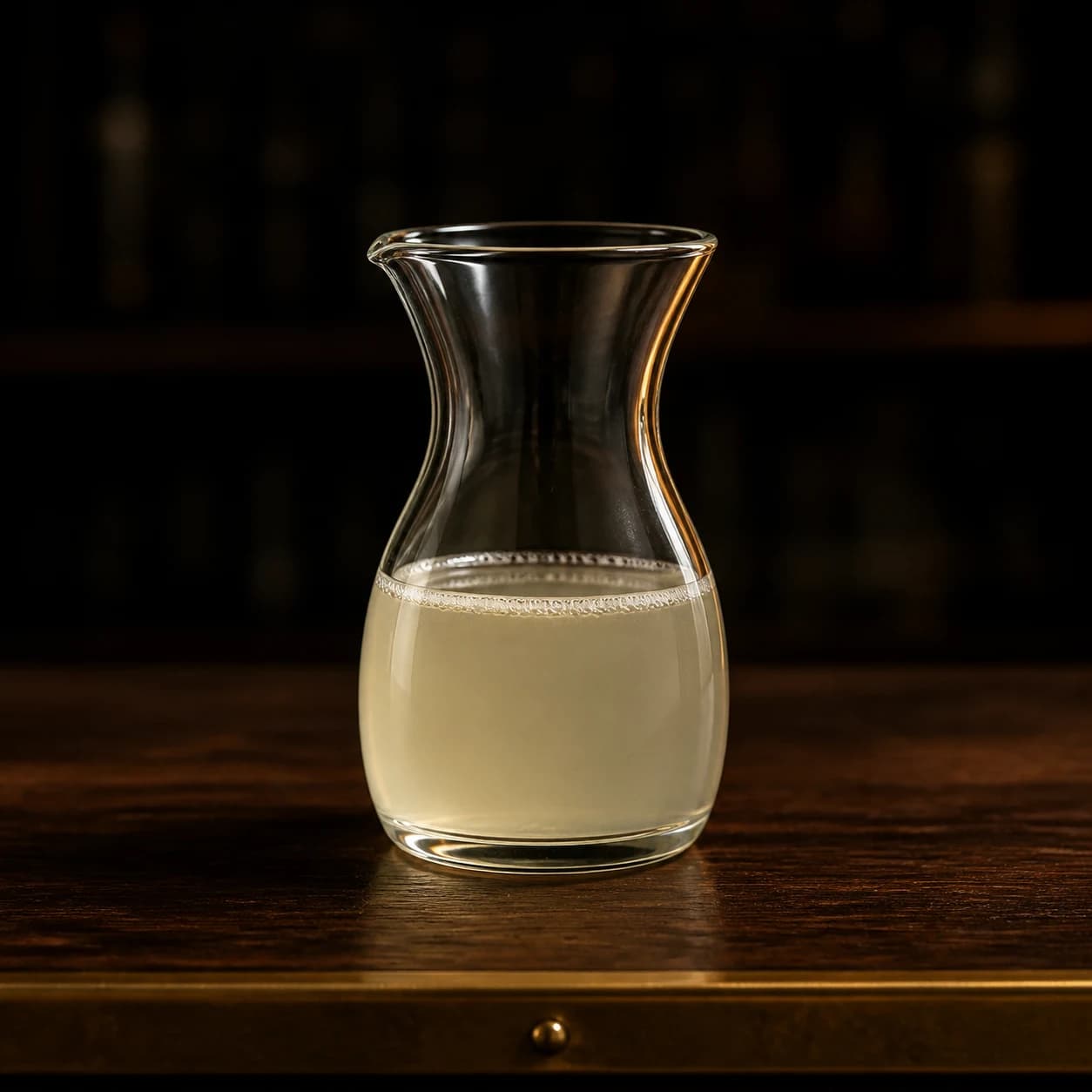 Fresh pasteurized egg white in a small glass carafe