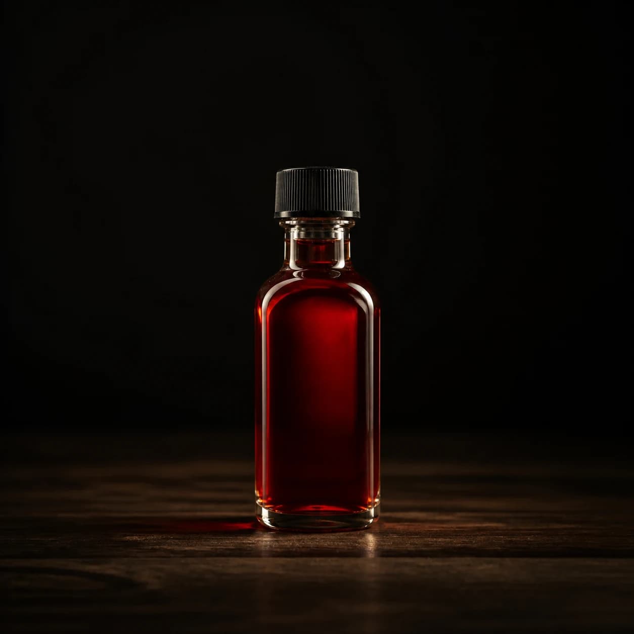 Small unbranded bottle of red Creole-style bitters