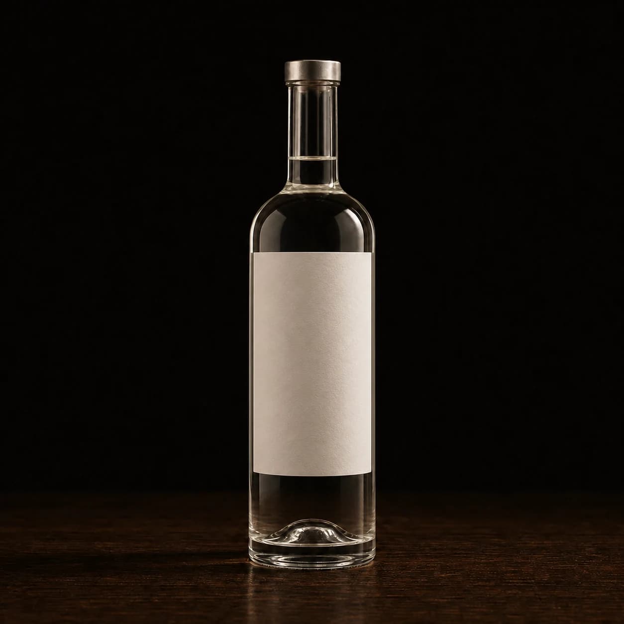 Clear vodka in an unbranded bottle
