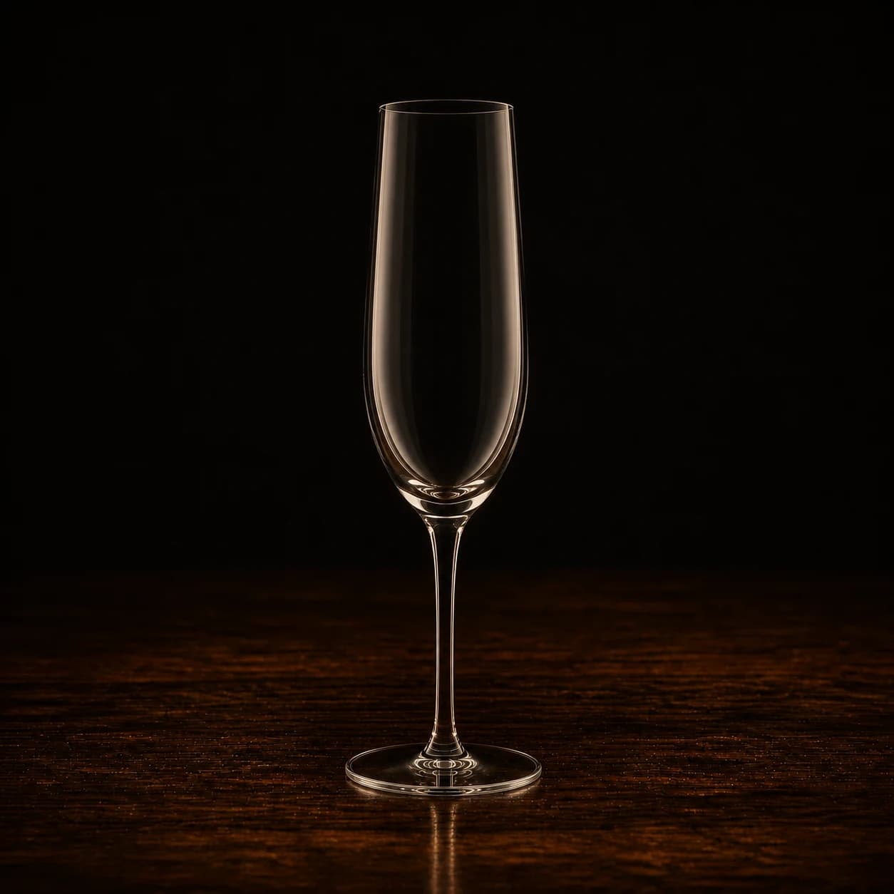 Empty clear Champagne flute