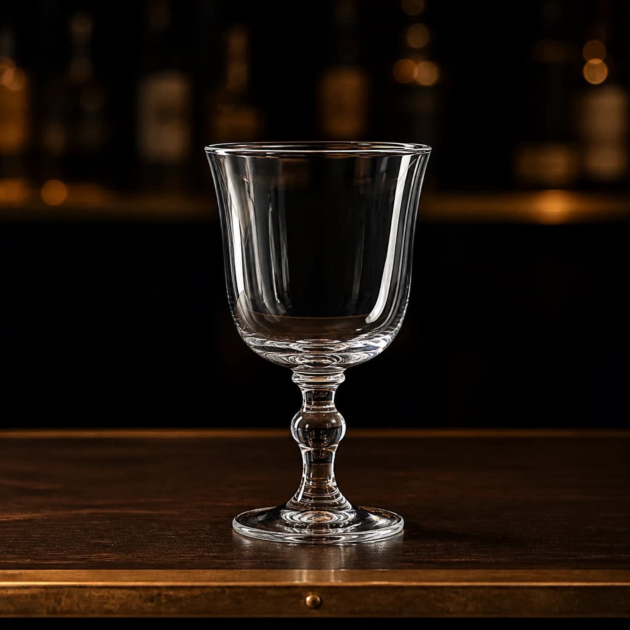 Empty clear stemmed goblet