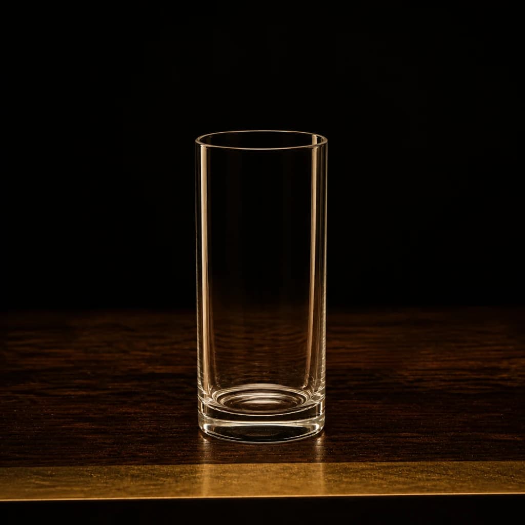 Empty clear highball glass