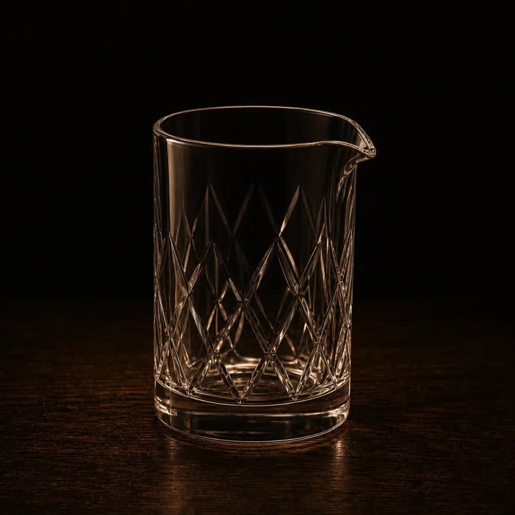 Empty cut-glass mixing glass