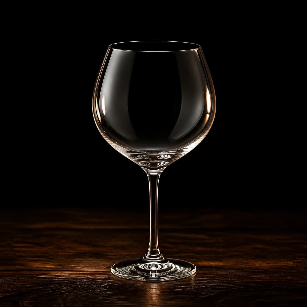 Empty clear stemmed wine glass