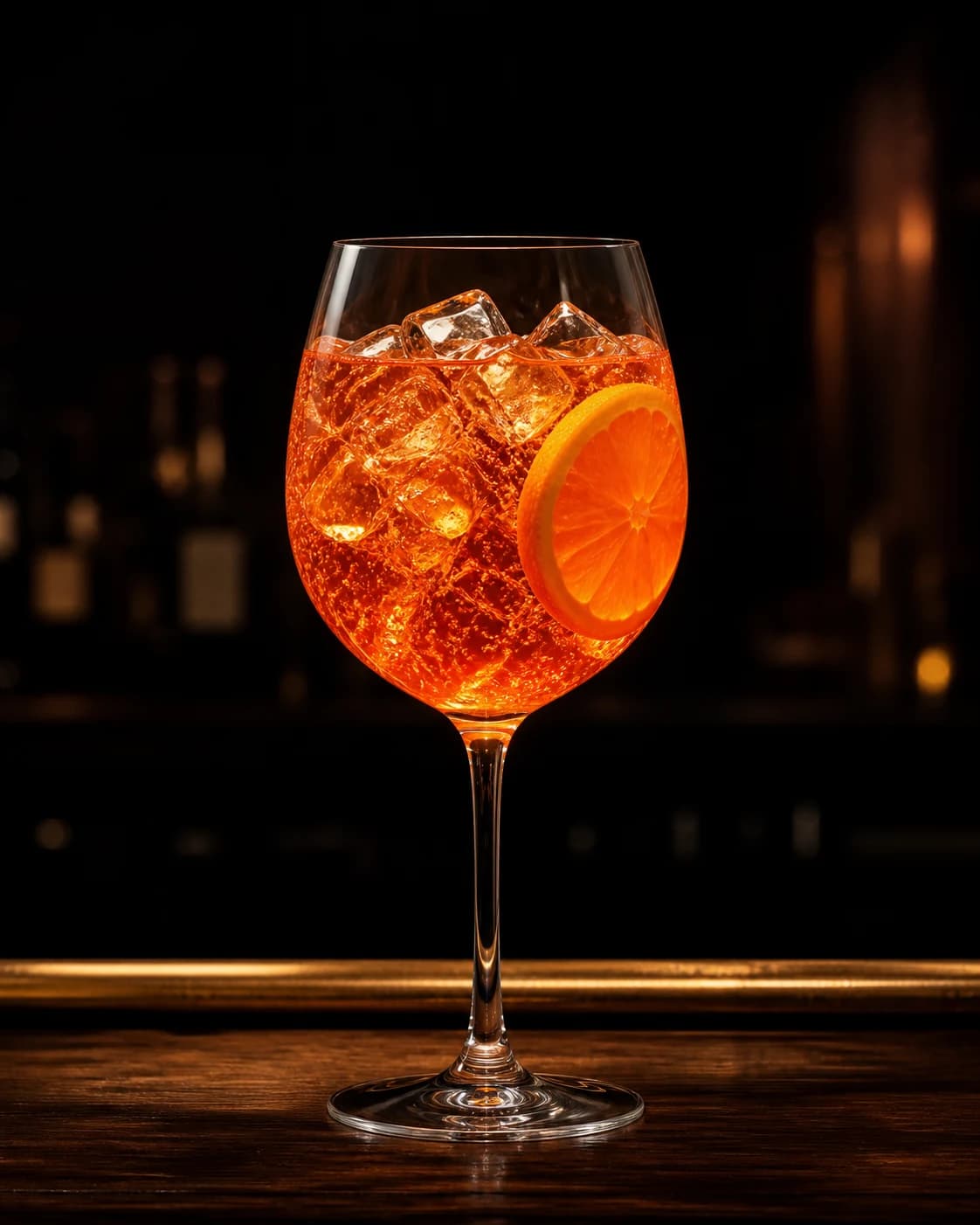 Aperol Spritz cocktail in a wine glass