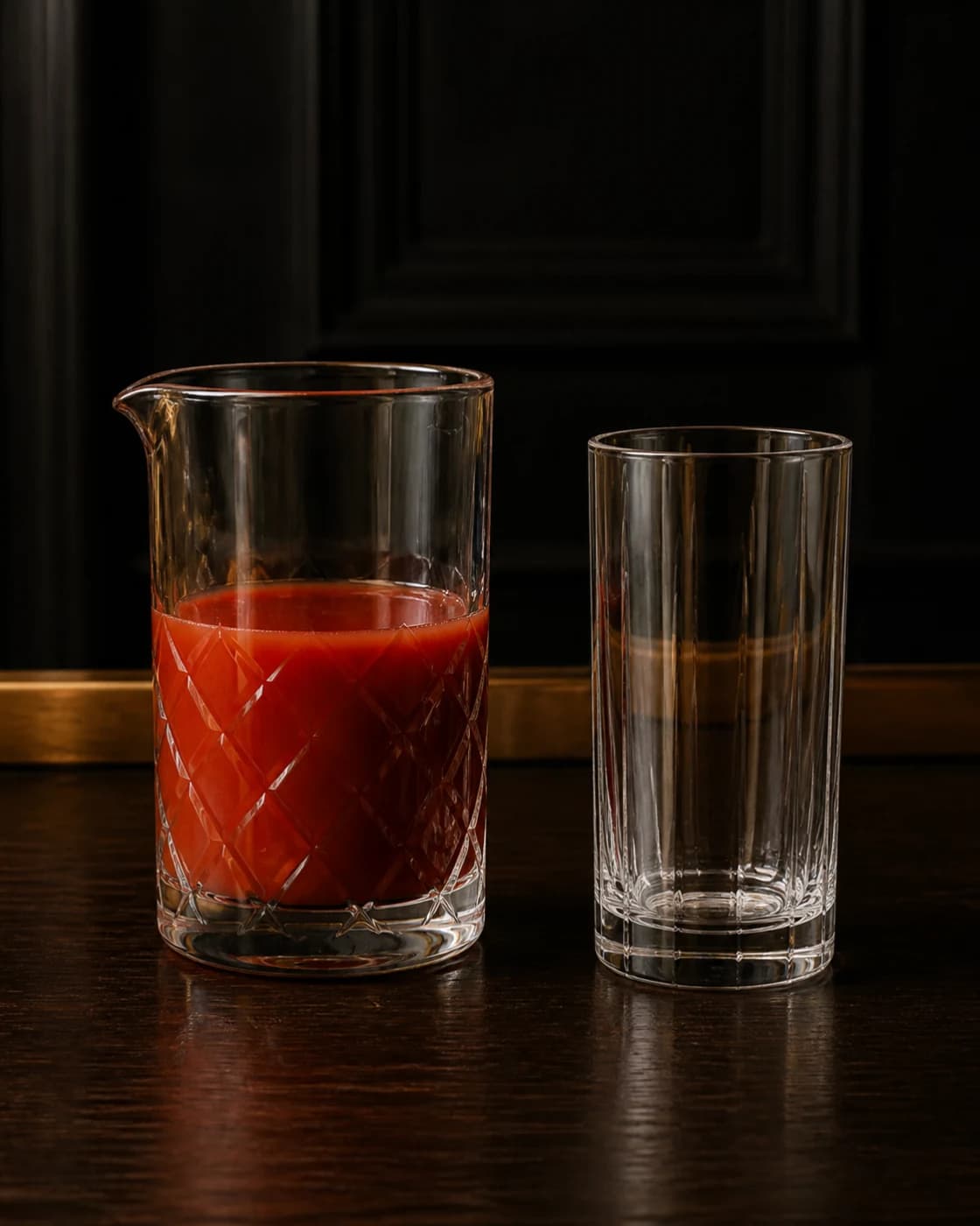 Season to taste stage with tabasco bottle, celery salt, and black pepper grinder