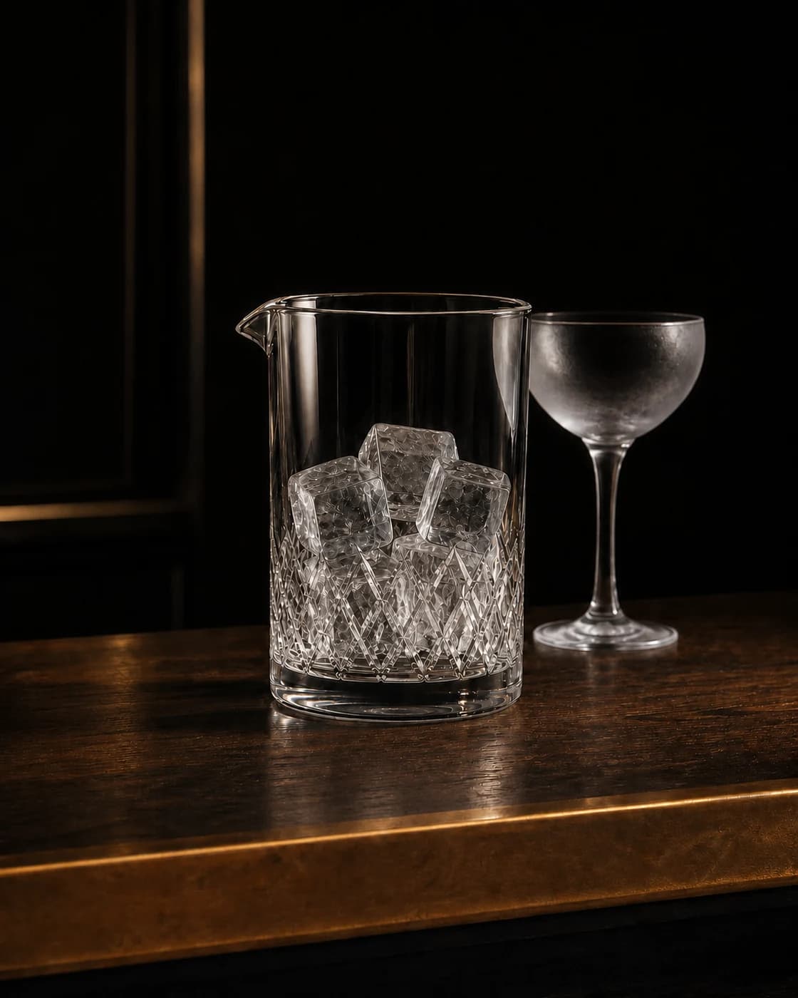 Measure the Boulevardier stage with aged brass cocktail jigger