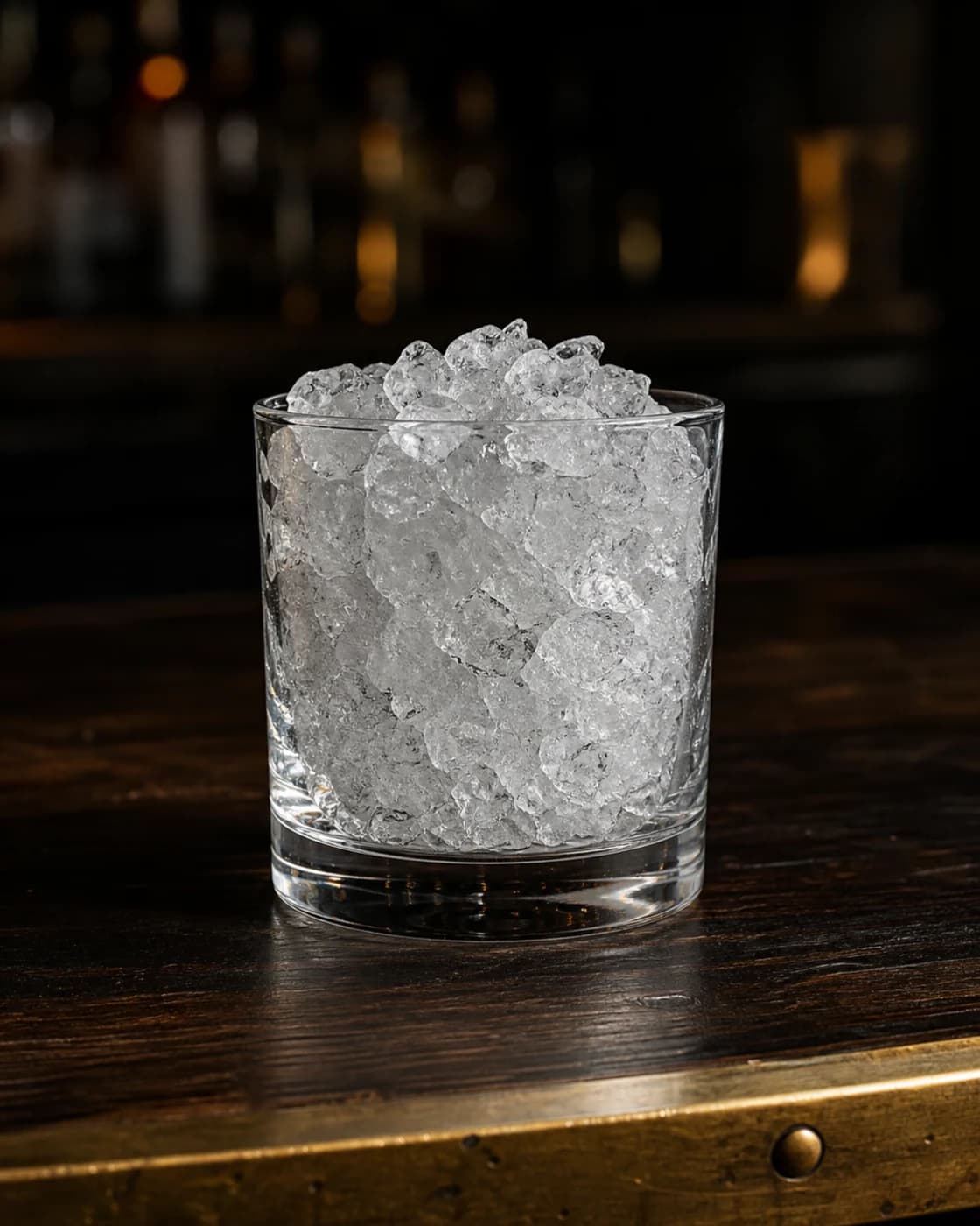 Strain over crushed ice stage with cocktail shaker fitted with a fine strainer
