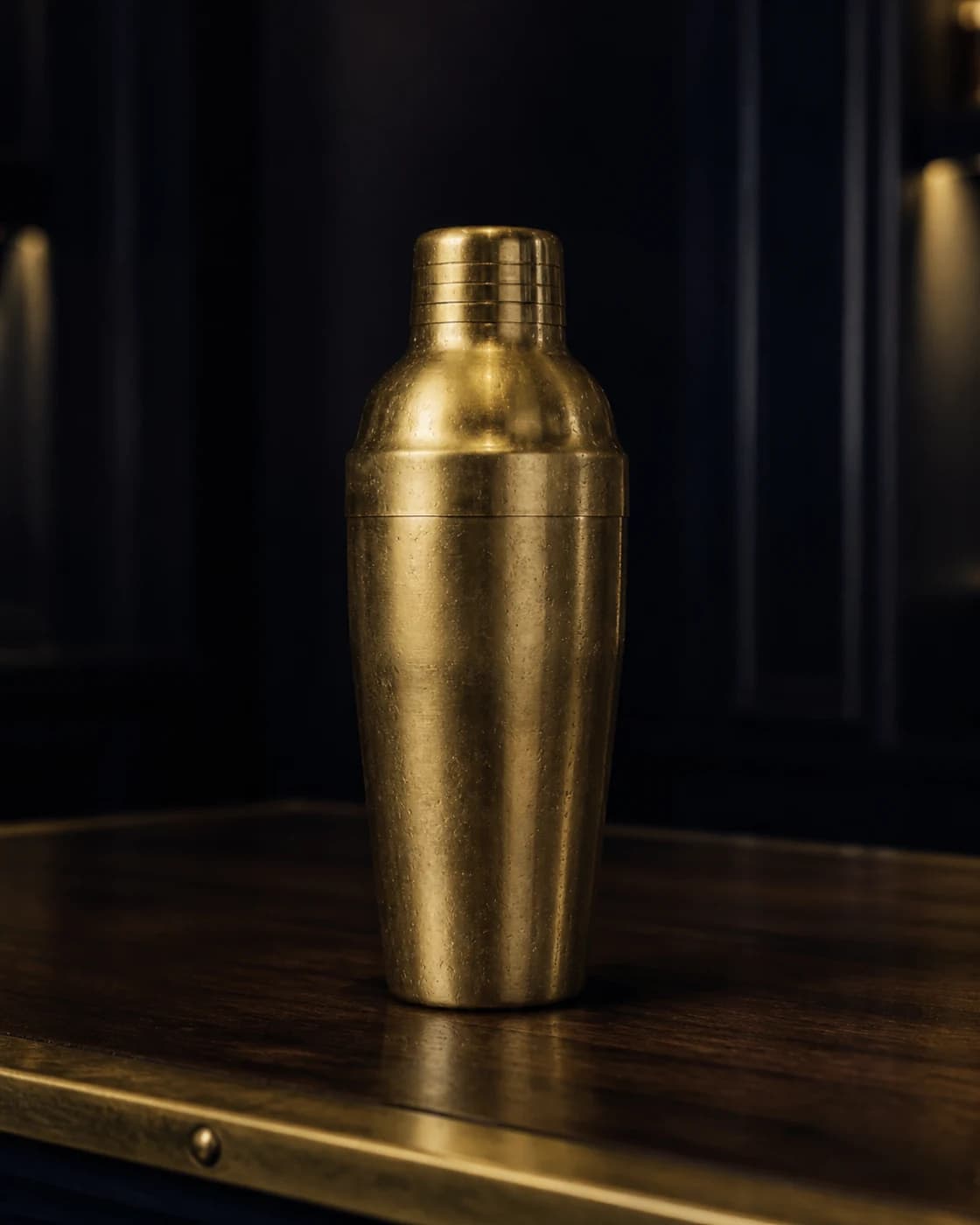 Shake hard stage with brushed metal cocktail shaker