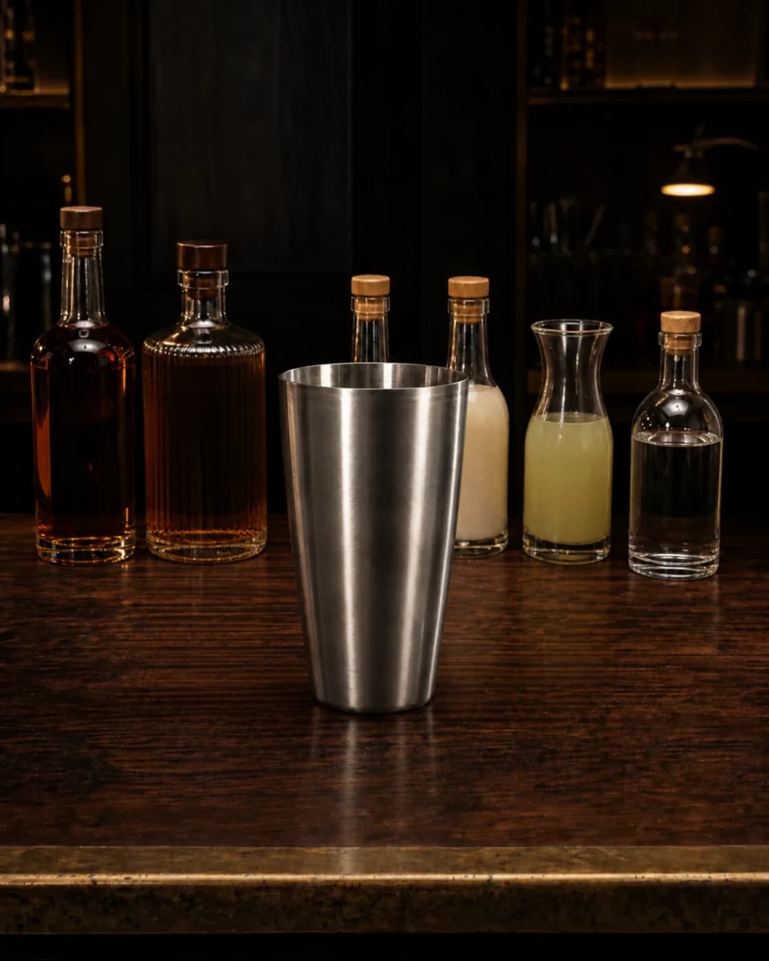 Measure the Mai Tai stage with aged brass cocktail jigger