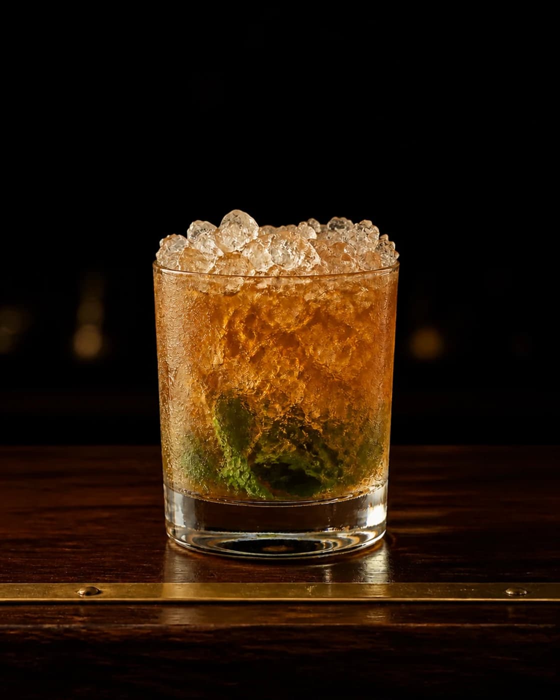 Crown with mint stage with fresh mint sprig