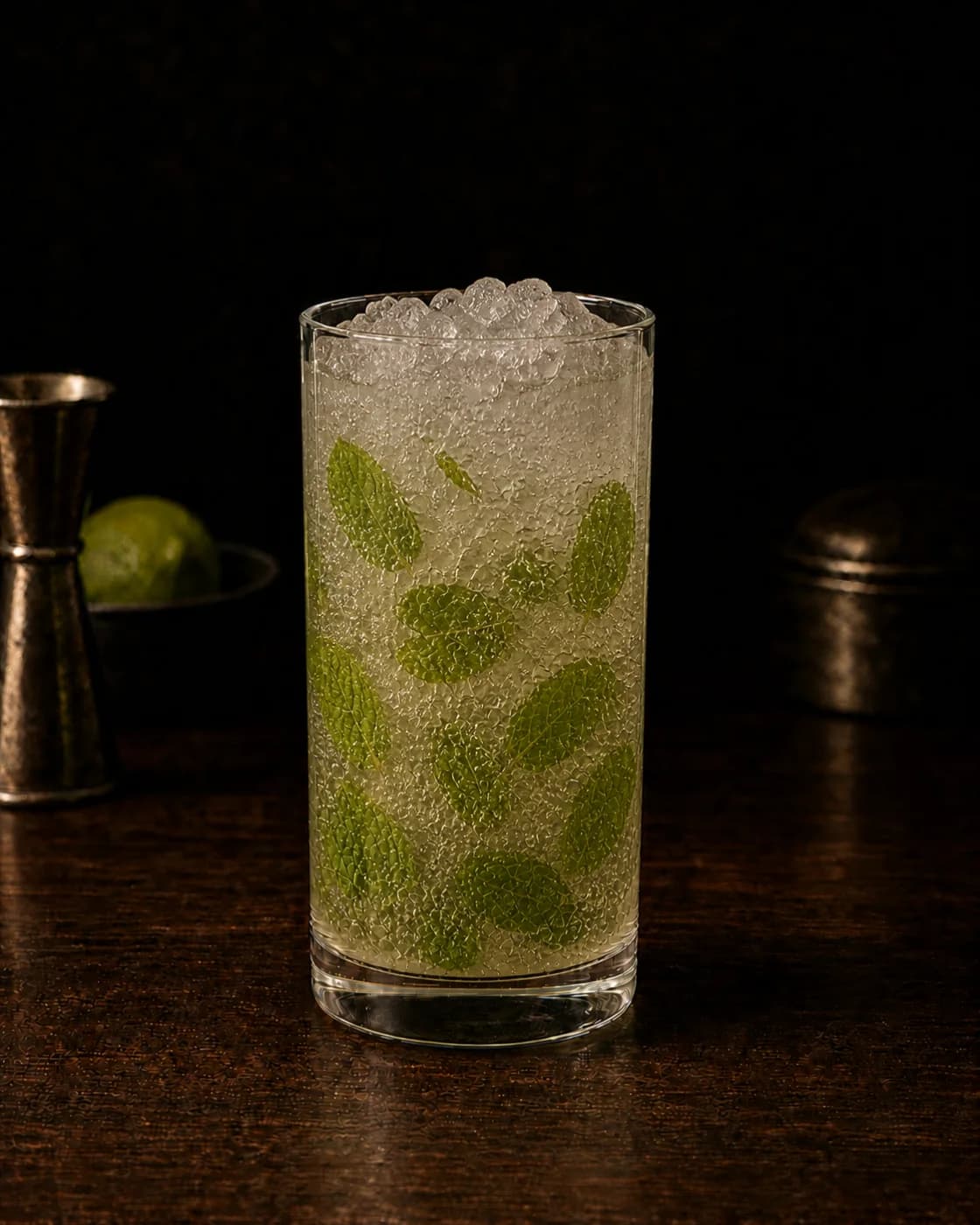 Add the mint crown stage with fresh mint sprig