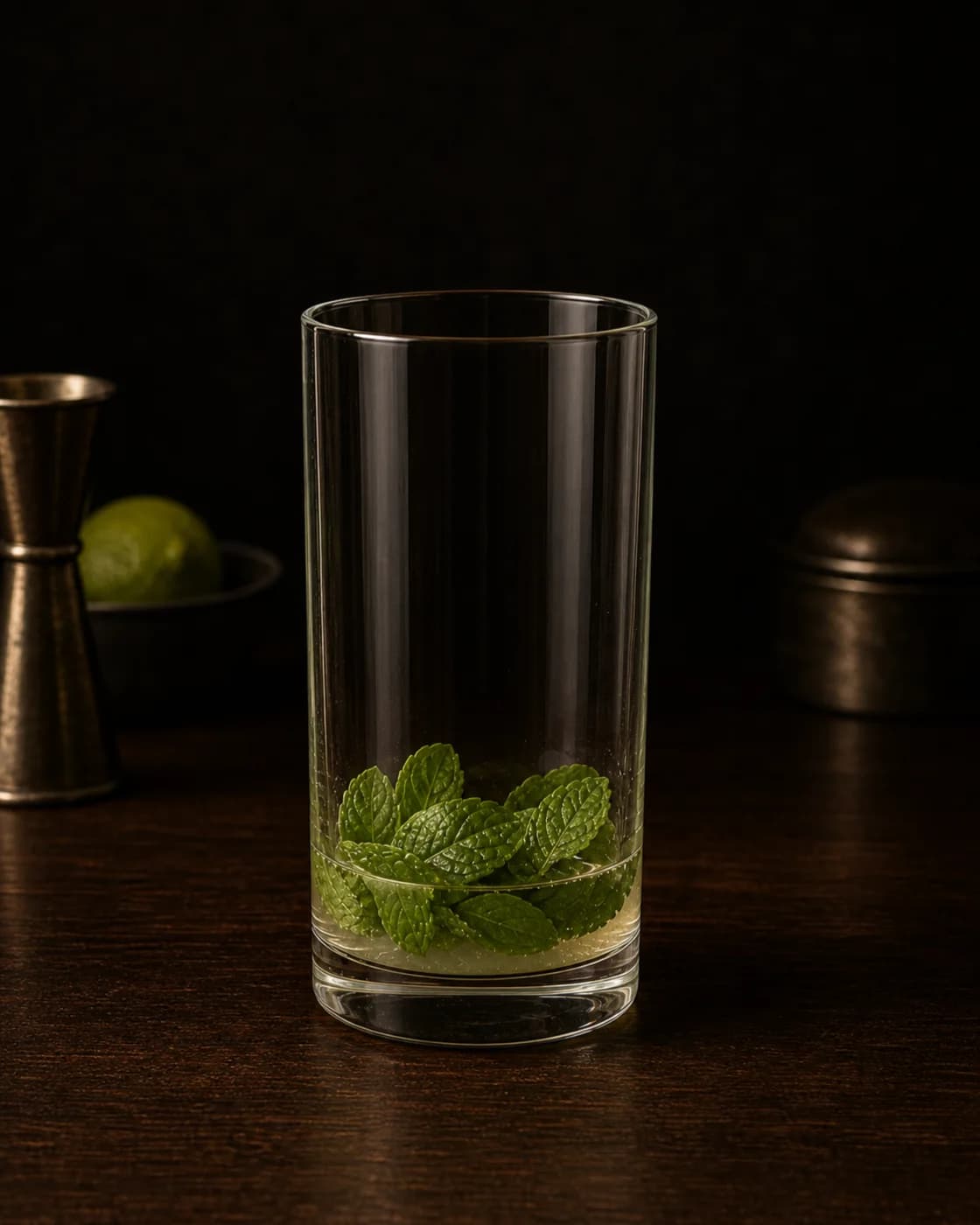 Wake the mint stage with wooden cocktail muddler