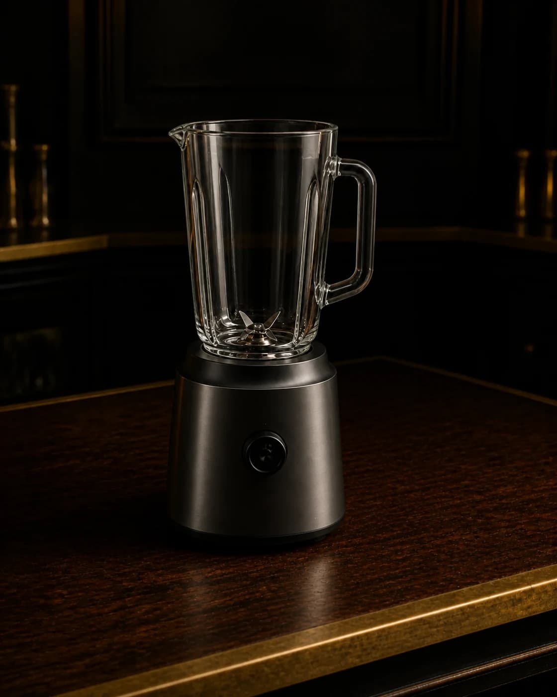 Measure into the blender stage with aged brass cocktail jigger