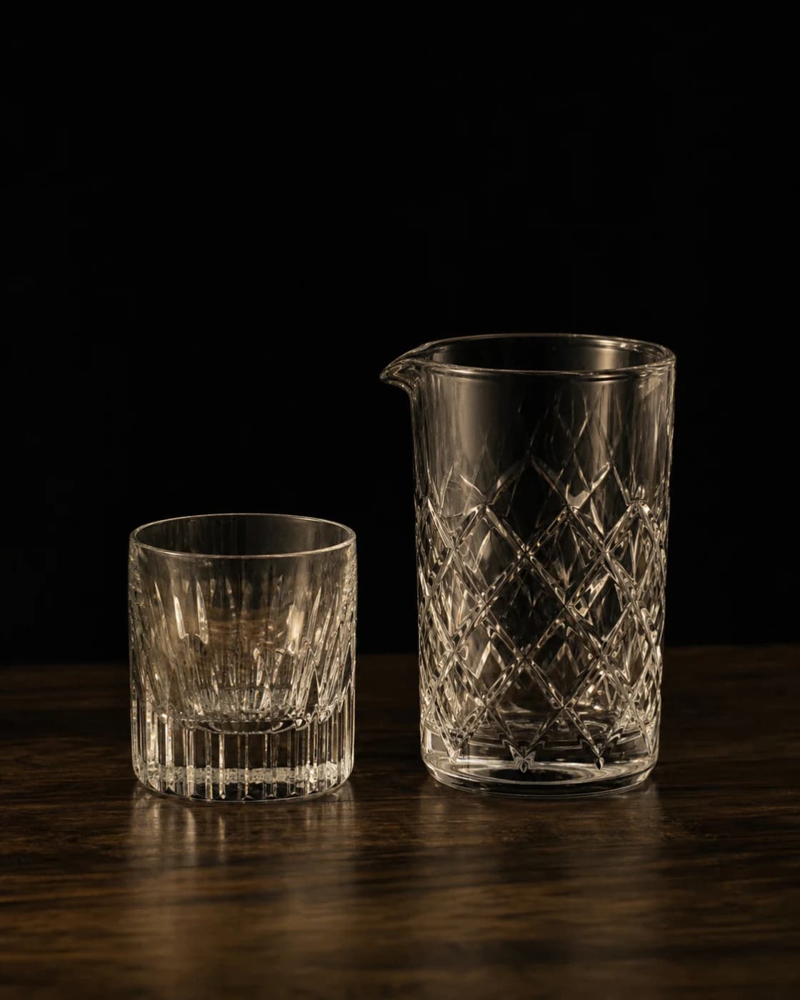 Build the base stage with aged brass cocktail jigger