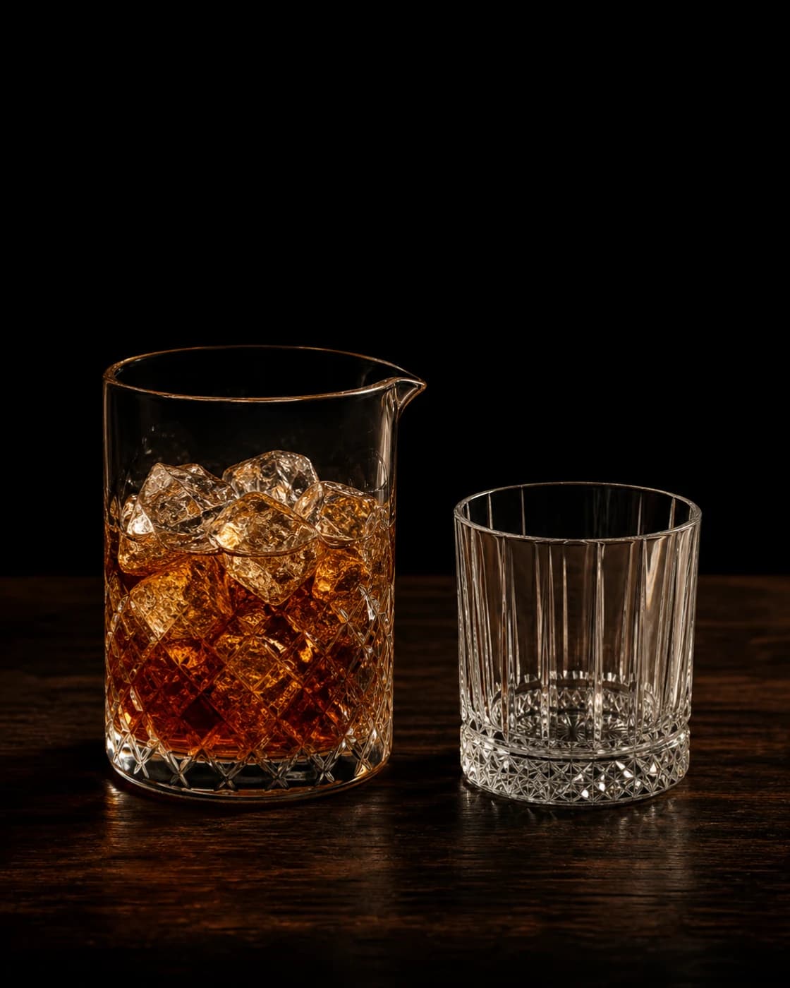 Strain into the rinse stage with mixing glass fitted with a metal strainer
