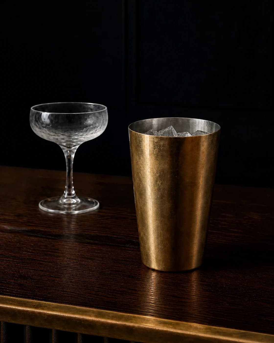 Measure the Sidecar stage with aged brass cocktail jigger