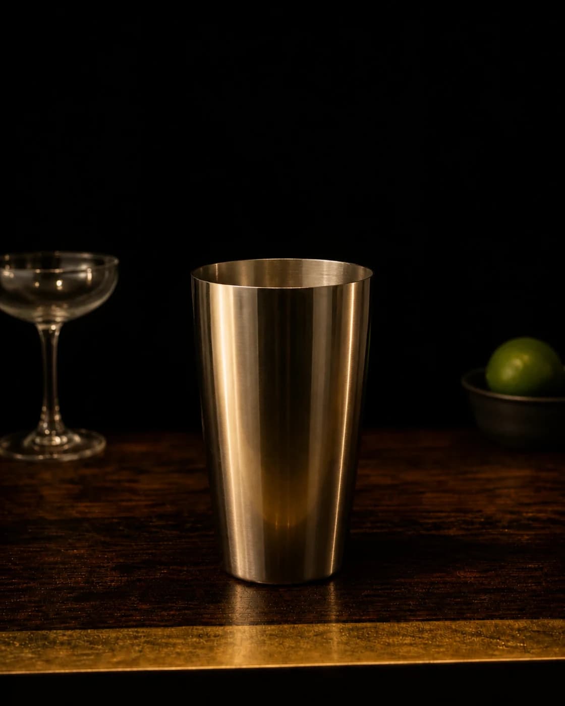 Measure the balance stage with aged brass cocktail jigger