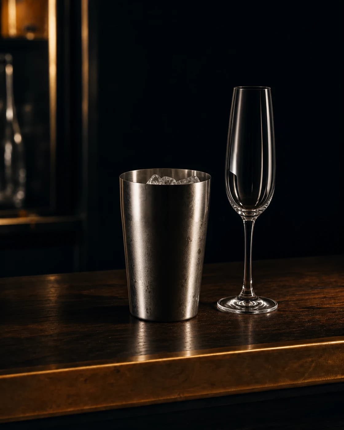 Measure the citrus base stage with aged brass cocktail jigger