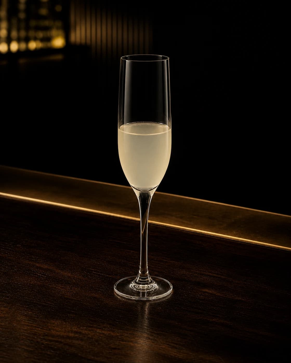 Top with Champagne stage with unbranded bottle of brut champagne