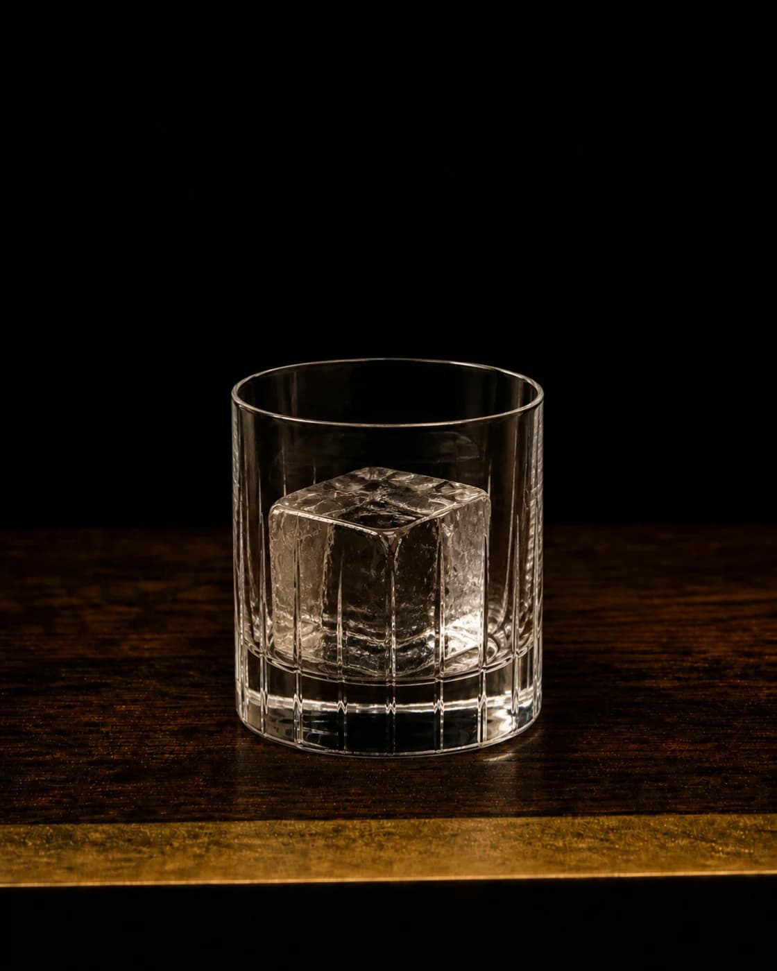 Strain over ice stage with mixing glass fitted with a julep strainer